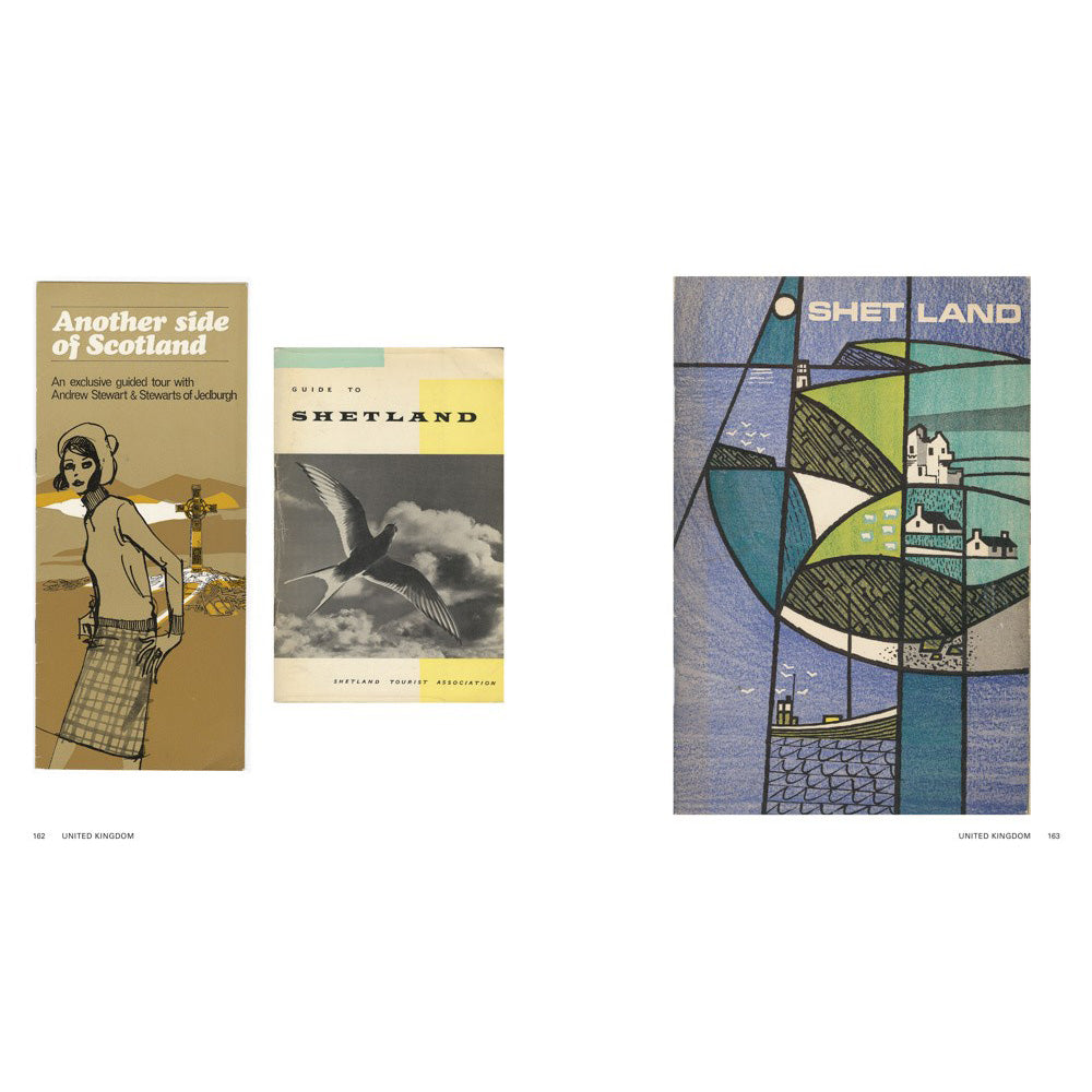 Interior book view of vintage holiday brochures