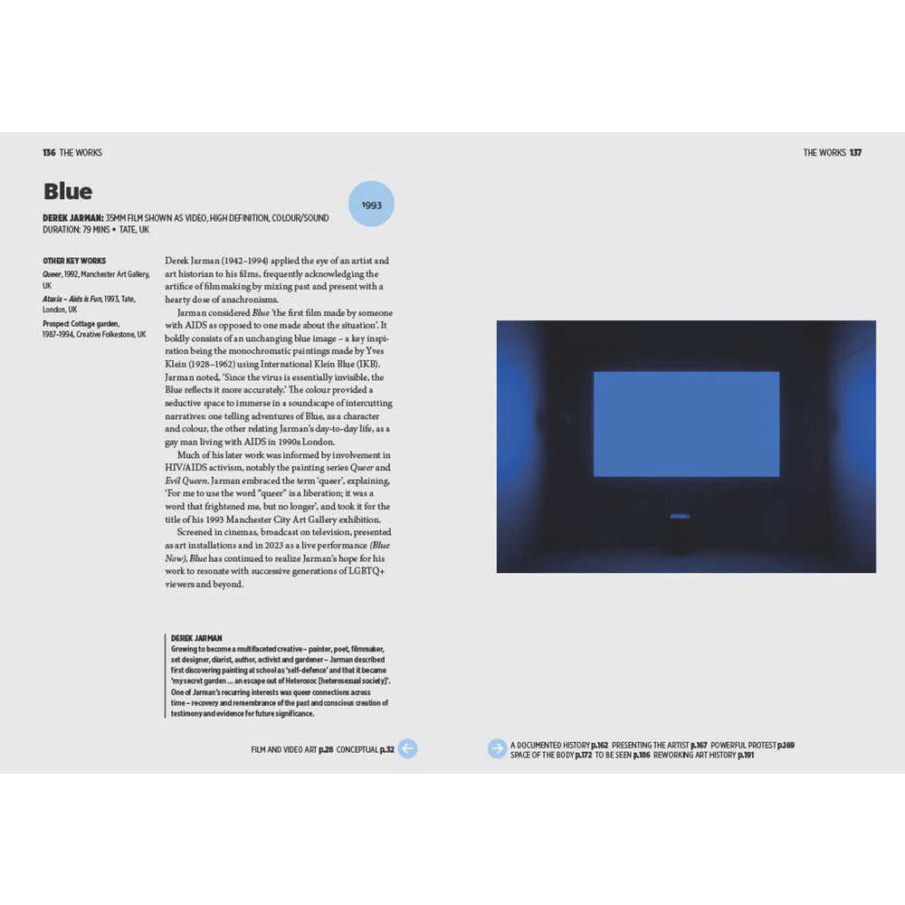 Page from a book featuring a blue screen and text on a white background