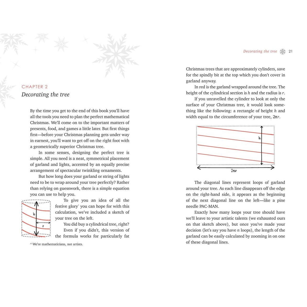 Book cover of 'The Indisputable Existence of Santa Claus' with mathematical symbols and Christmas elements on a red background.