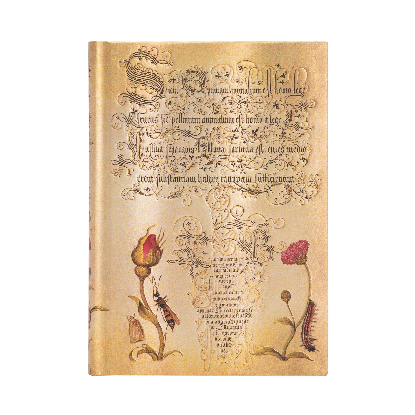 A floral patterned journal cover with text and illustrations, reminiscent of 16th-century manuscript illumination.