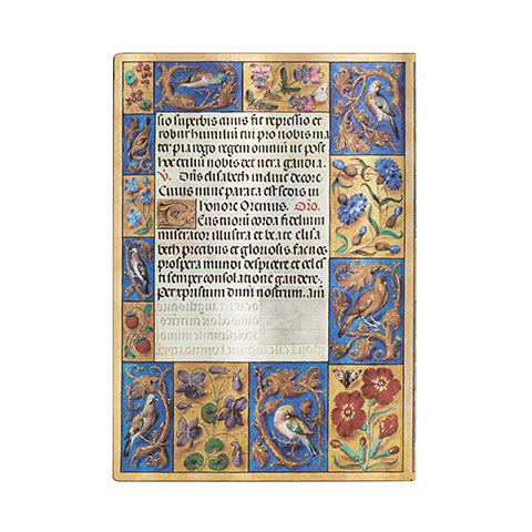 Cover of a Midi unlined journal featuring a printed page with medieval illumination artwork.