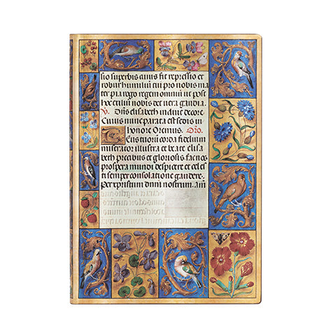 Cover of a Midi unlined journal featuring a printed page with medieval illumination artwork.