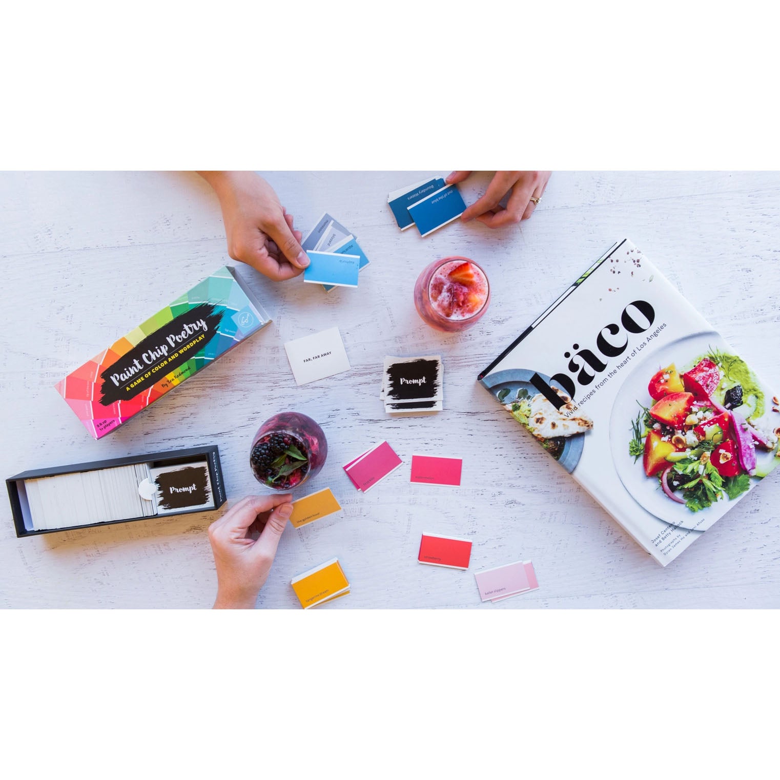 Box of 'Paint Chip Poetry' game with colorful design