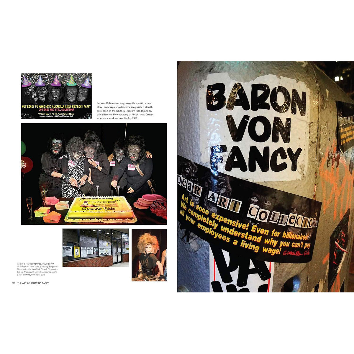 Collage of images including a group of people, a cake, and a sign with 'Baron von Fancy' text.