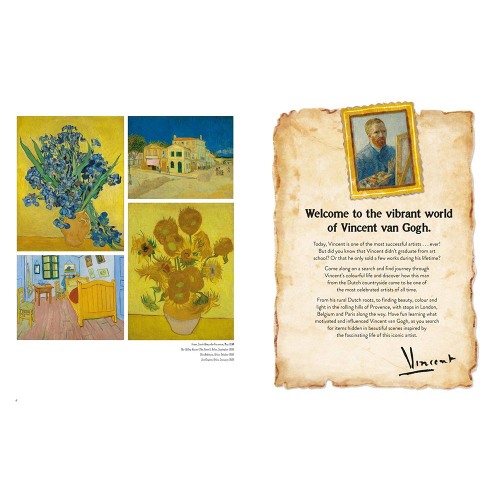 Introduction to Vincent van Gogh's vibrant world with his artwork and a portrait.