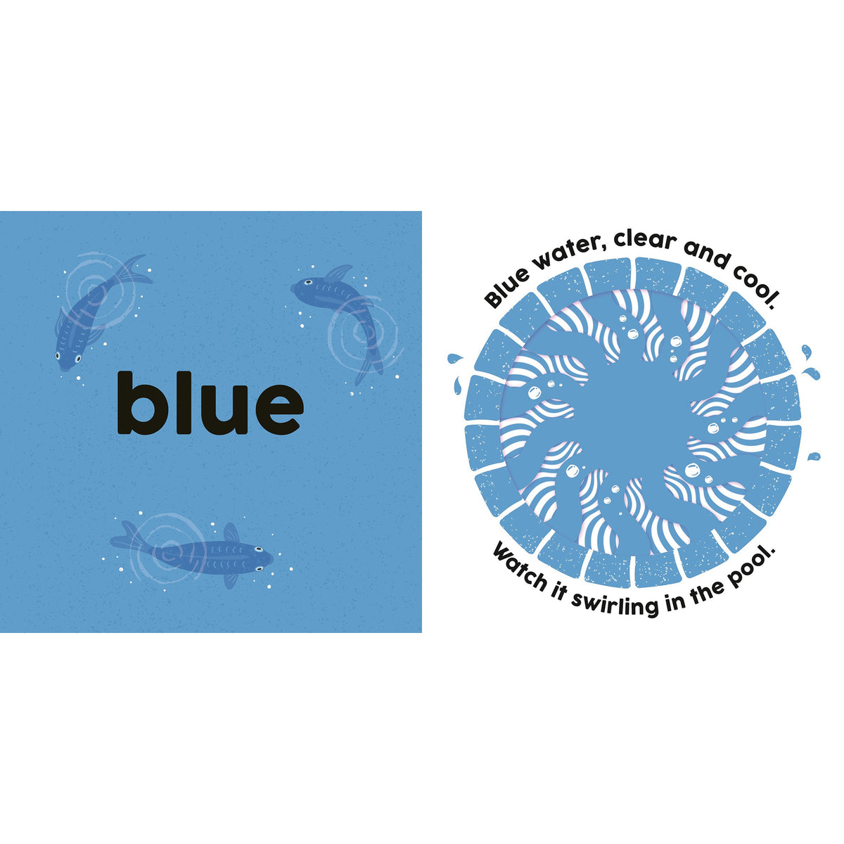 Blue-themed graphic with fish illustrations and text on a white background