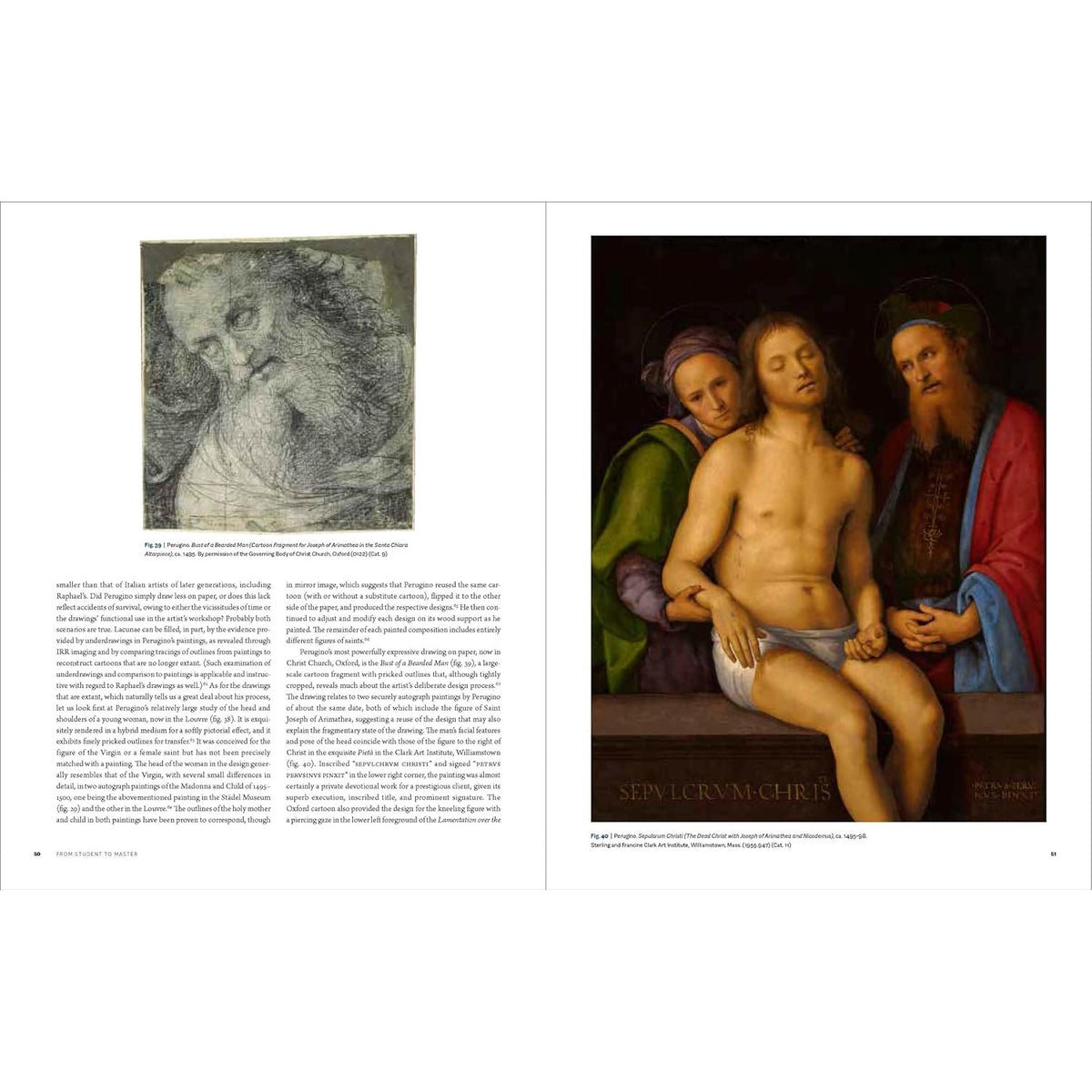 Book page with classical painting and text on a white background