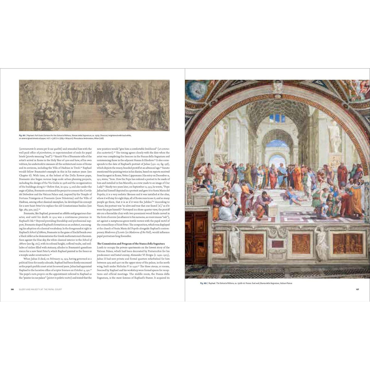 Page from a book or magazine featuring a detailed illustration of a classical scene with text on the left.