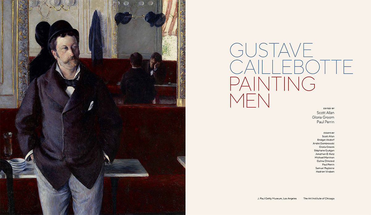 Cover of the book 'Gustave Caillebotte: Painting Men' featuring an artwork by Gustave Caillebotte, depicting a man viewed from behind looking out a window.