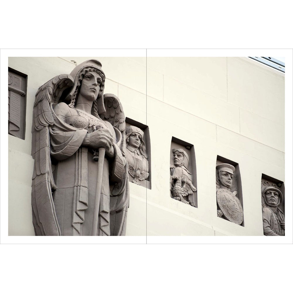 Cover of the book 'Art Deco Los Angeles' featuring a photograph of a Art Deco style statue against a blue sky.