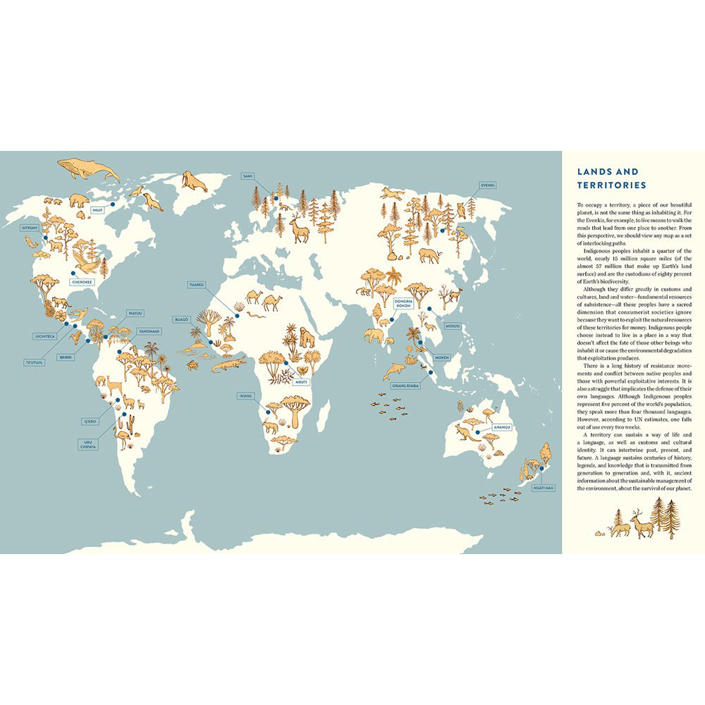 World map with animal illustrations on a light blue background