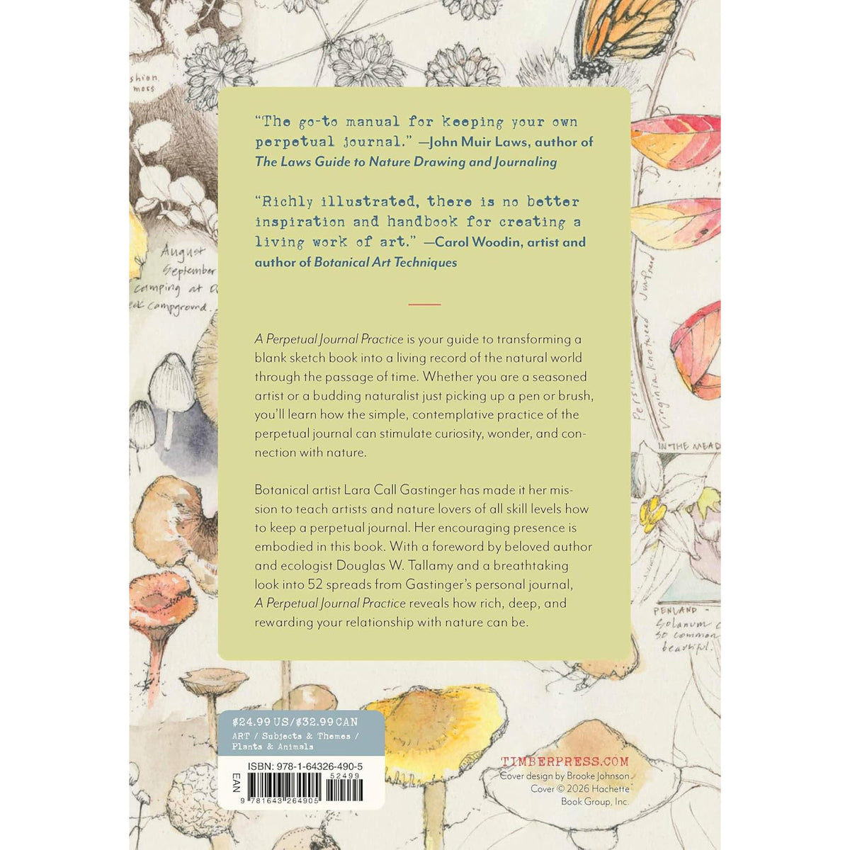 Book cover with text and illustrations of nature, featuring a floral and insect design.