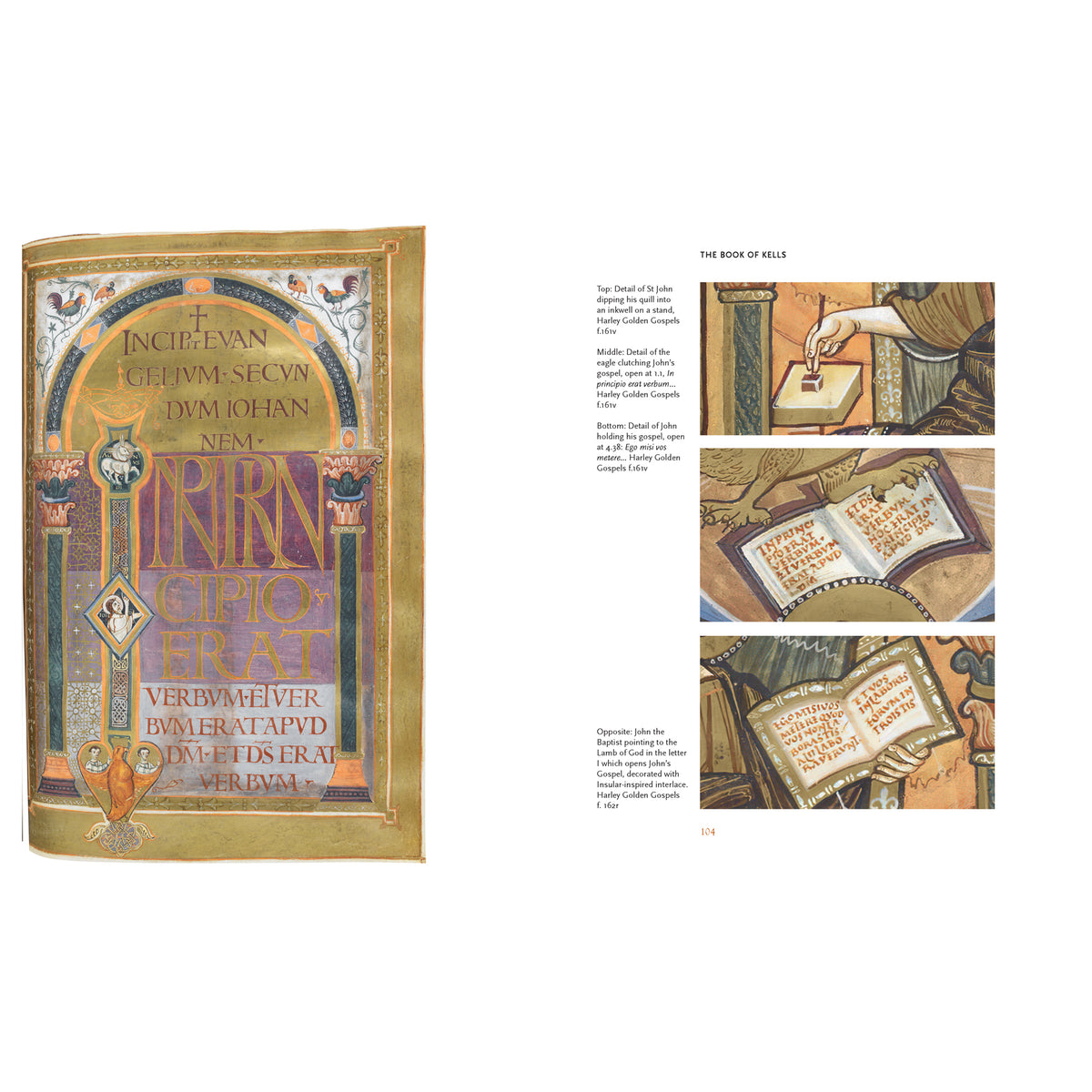 Decorative book cover with intricate designs and text, alongside illustrations of a person writing and an open book.