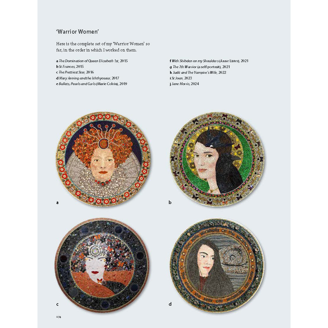 Set of four decorative plates with portraits on a white background