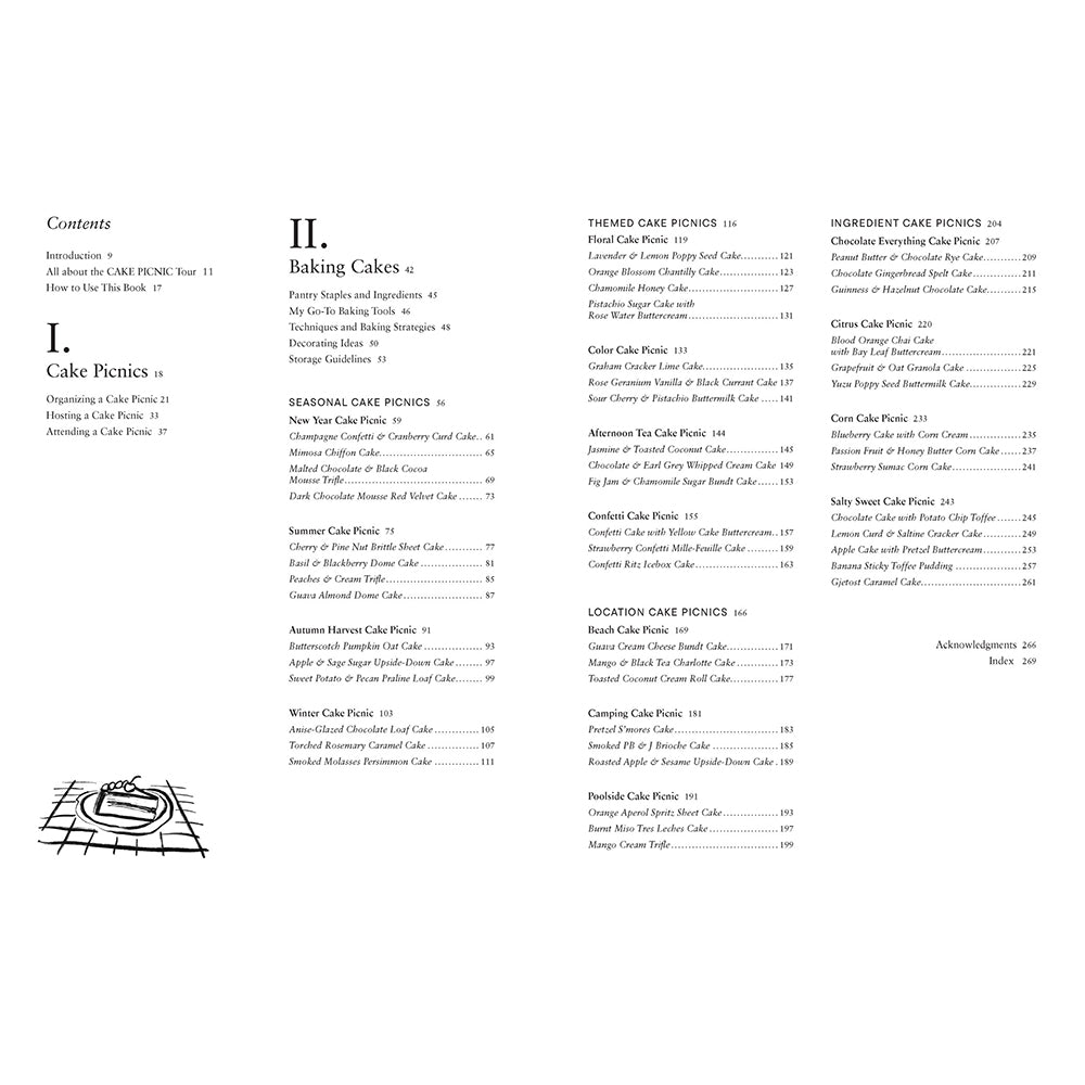 Book cover of 'Picnic Cake' with a cake and picnic setting on the cover