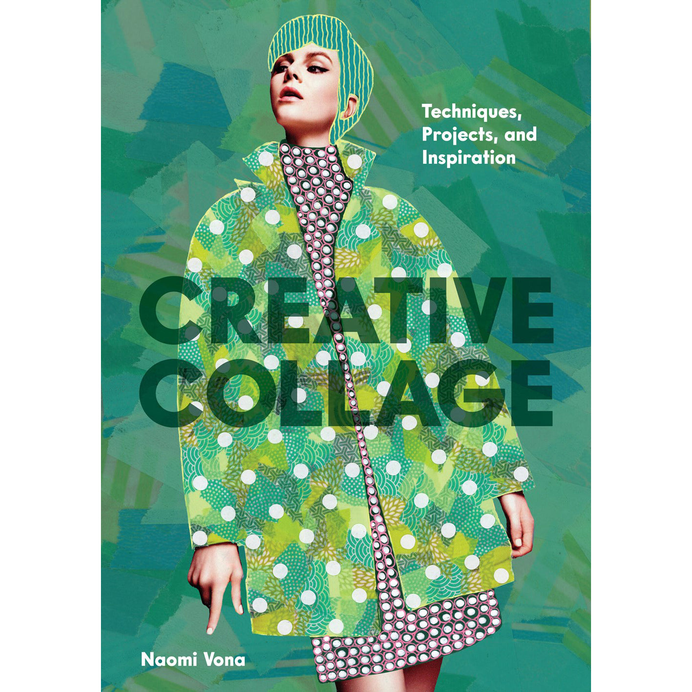 Book cover of 'Creative Collage' with a person wearing a colorful outfit on a green background