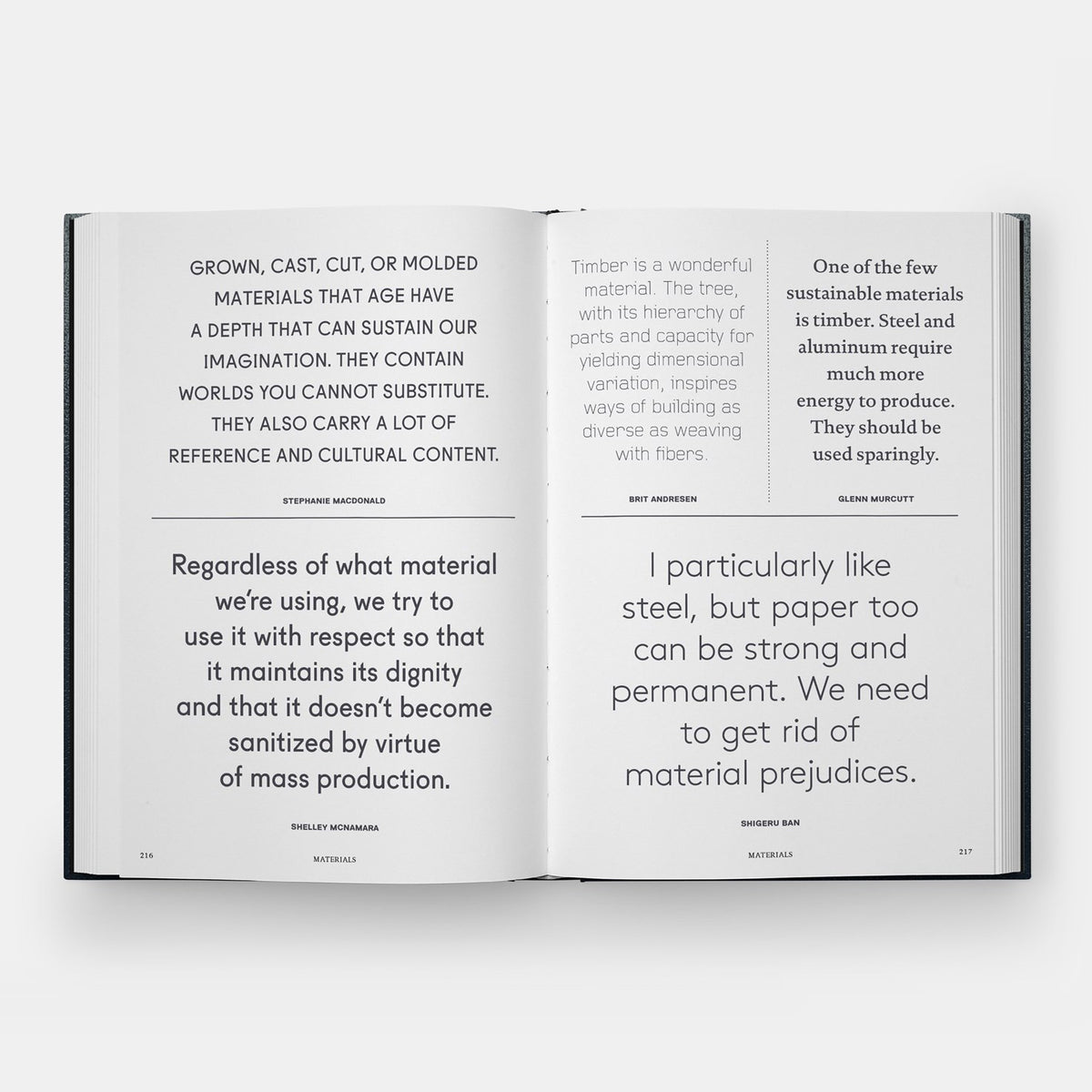 Interior page from My Favorite Material Is Light: & Other Quotes by Architects