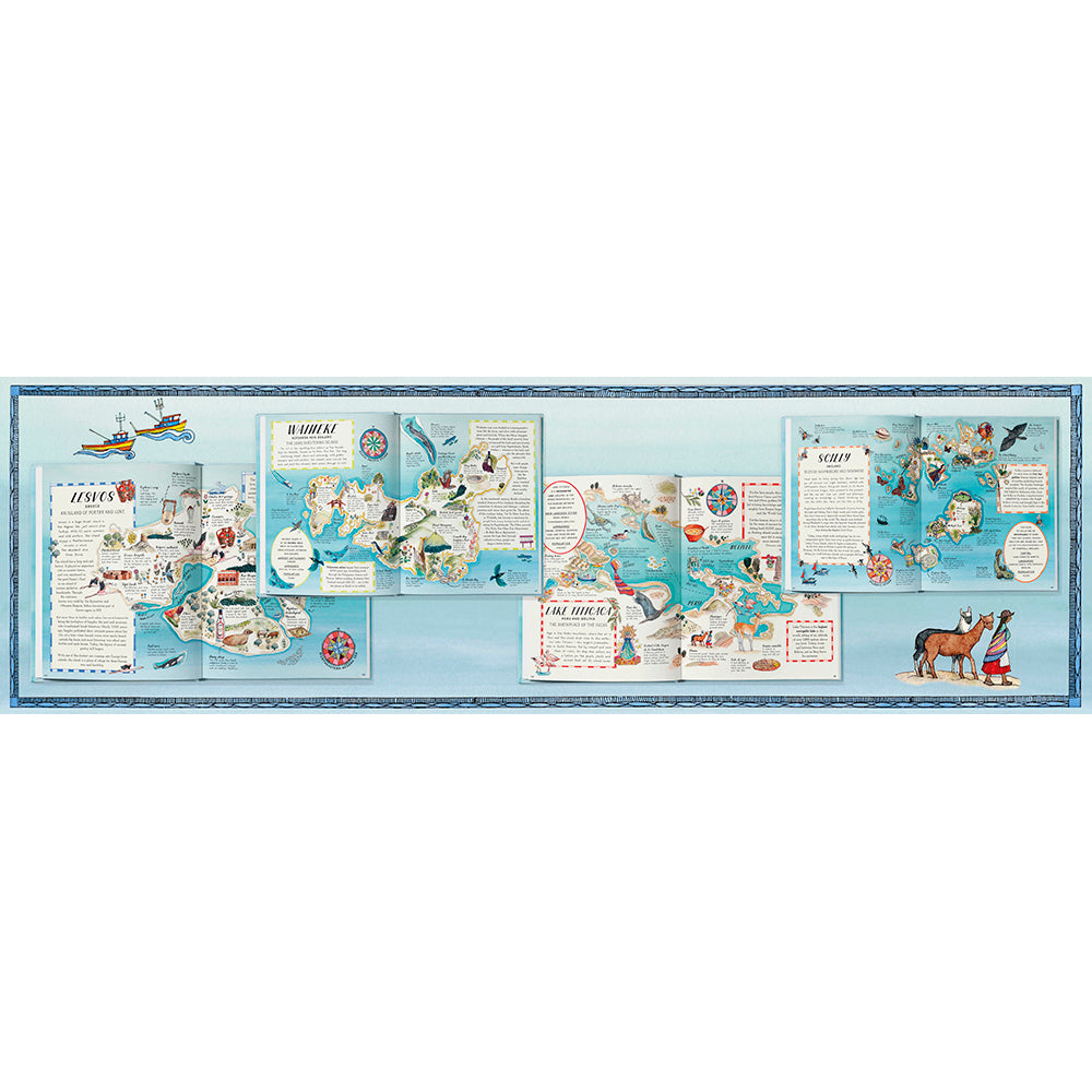 Decorative wall chart with illustrations and text on a light blue background