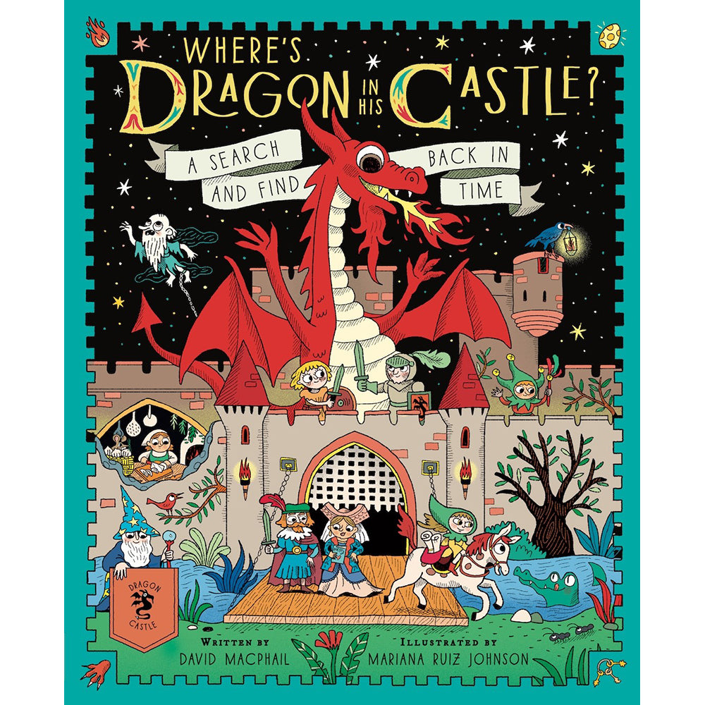 Book cover of 'Where's Dragon in His Castle?' with a red dragon and castle illustration.