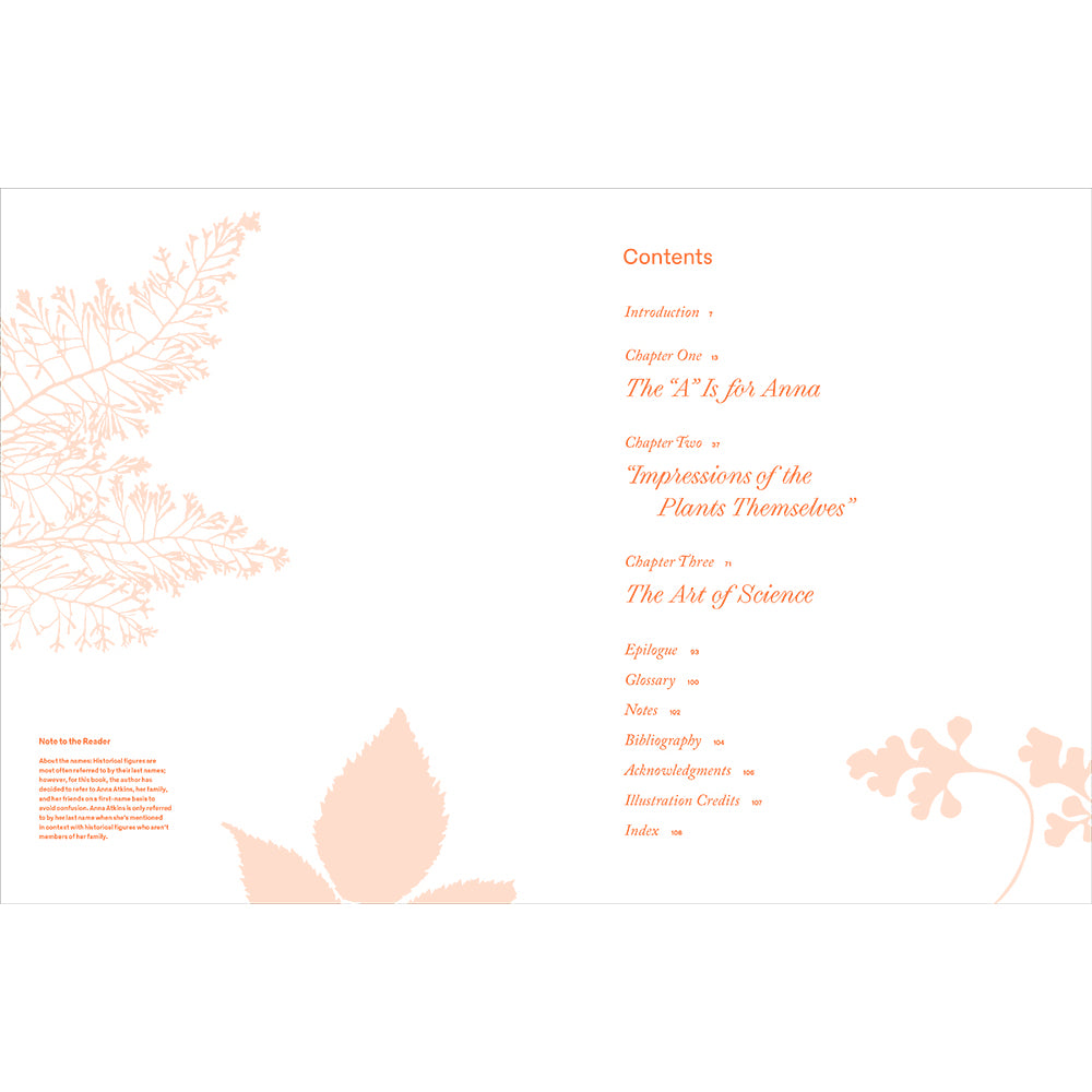 Book table of contents with floral illustrations on a white background