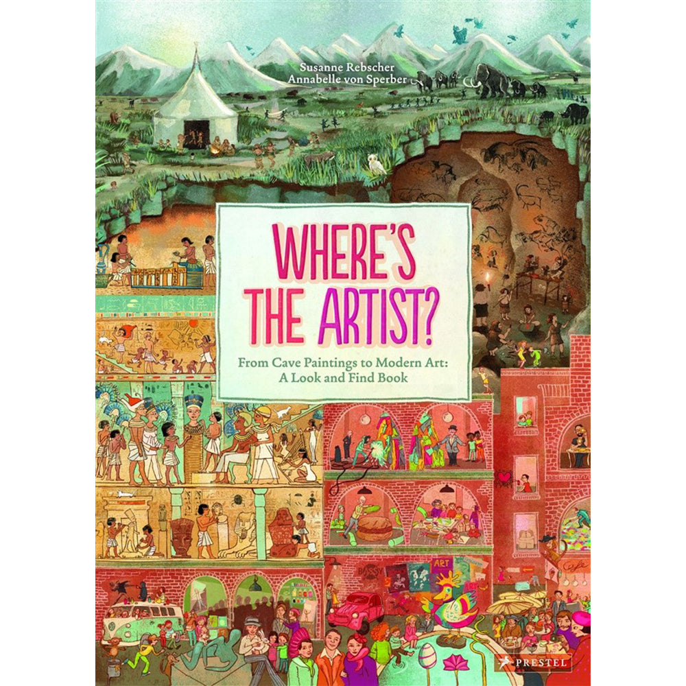 Book cover of 'Where's the Artist?' with colorful illustrations and text.