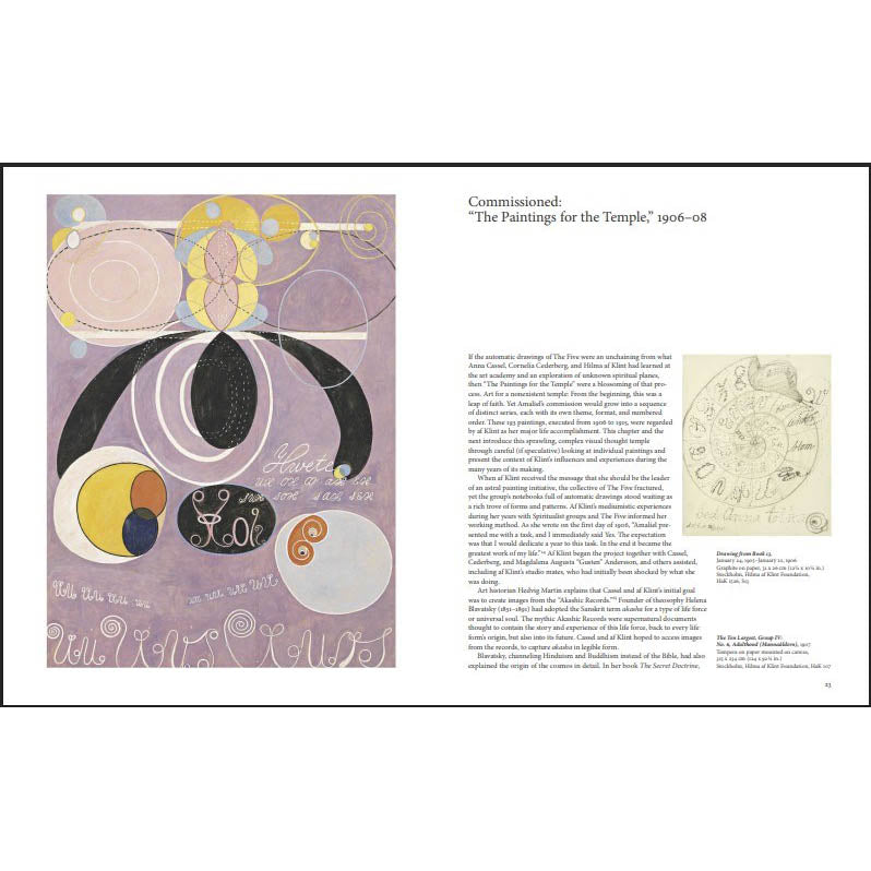 Book page with abstract art and text on a white background
