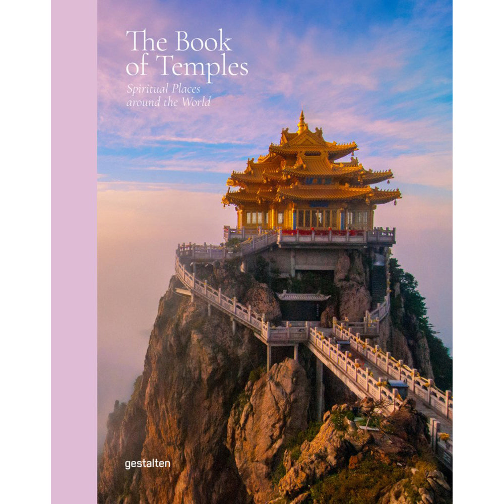 Book cover of 'The Book of Temples' with a golden temple on a cliff.