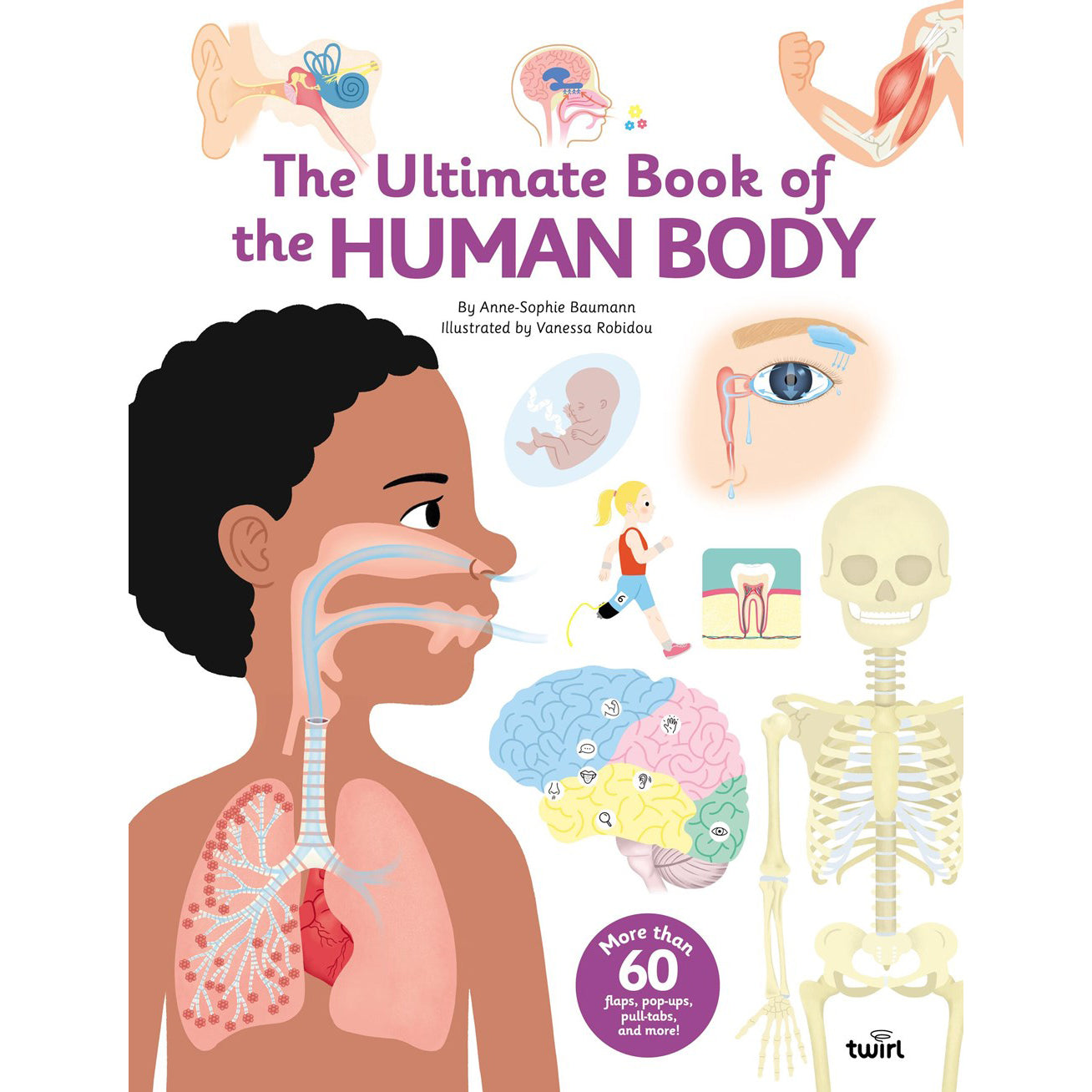 Book cover of 'The Ultimate Book of the Human Body' with illustrations of human anatomy.