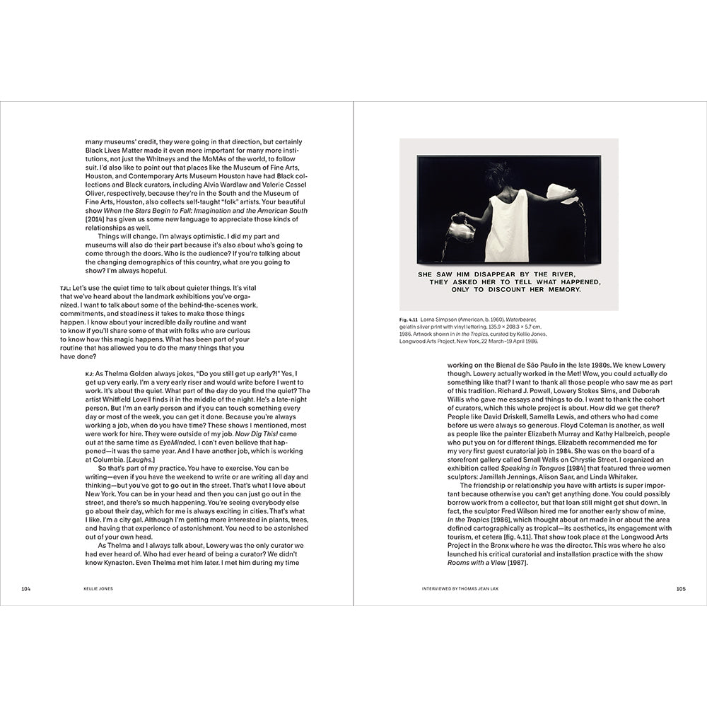 Book page with text and a small image of a person holding water canisters.