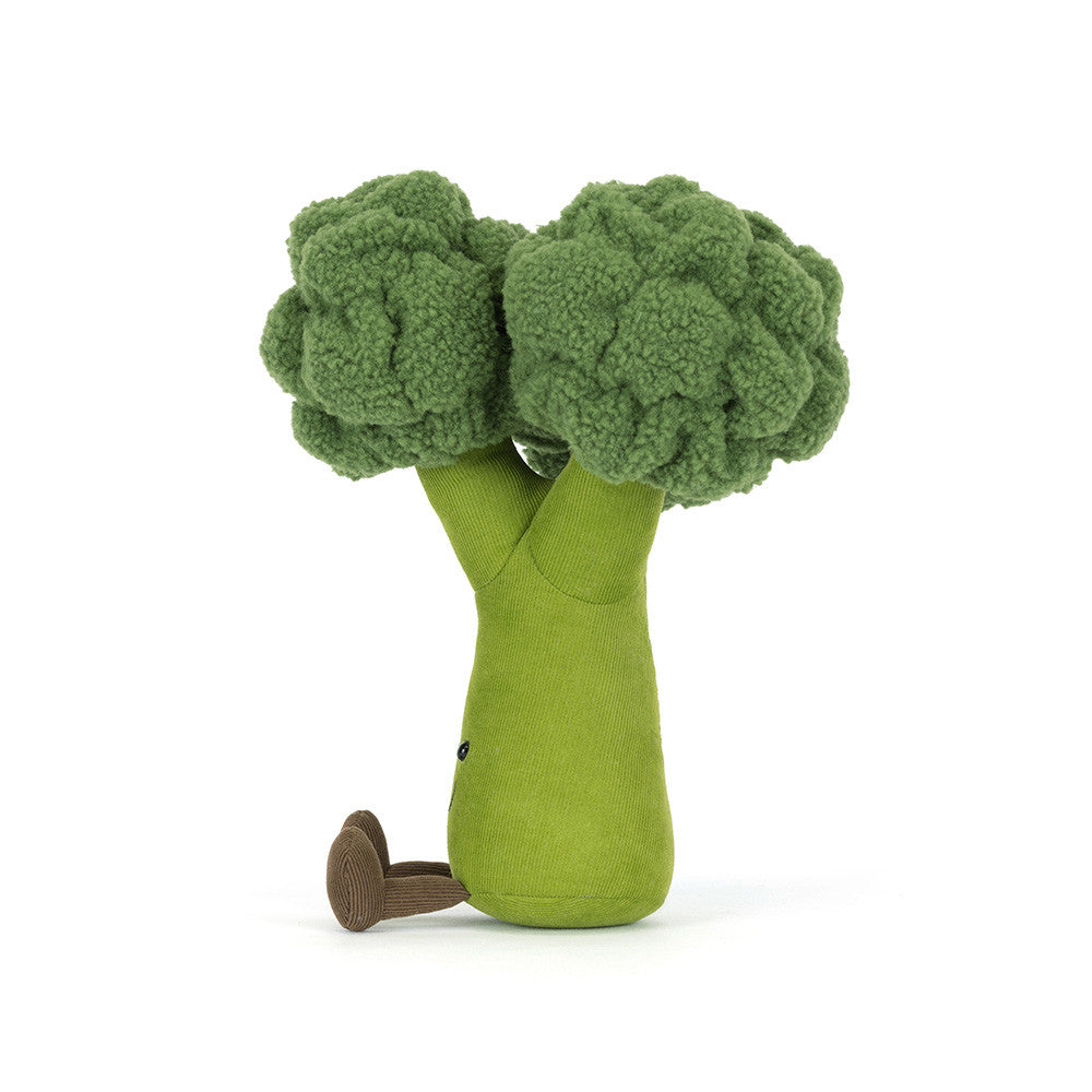 Plush toy shaped like a broccoli on a white background