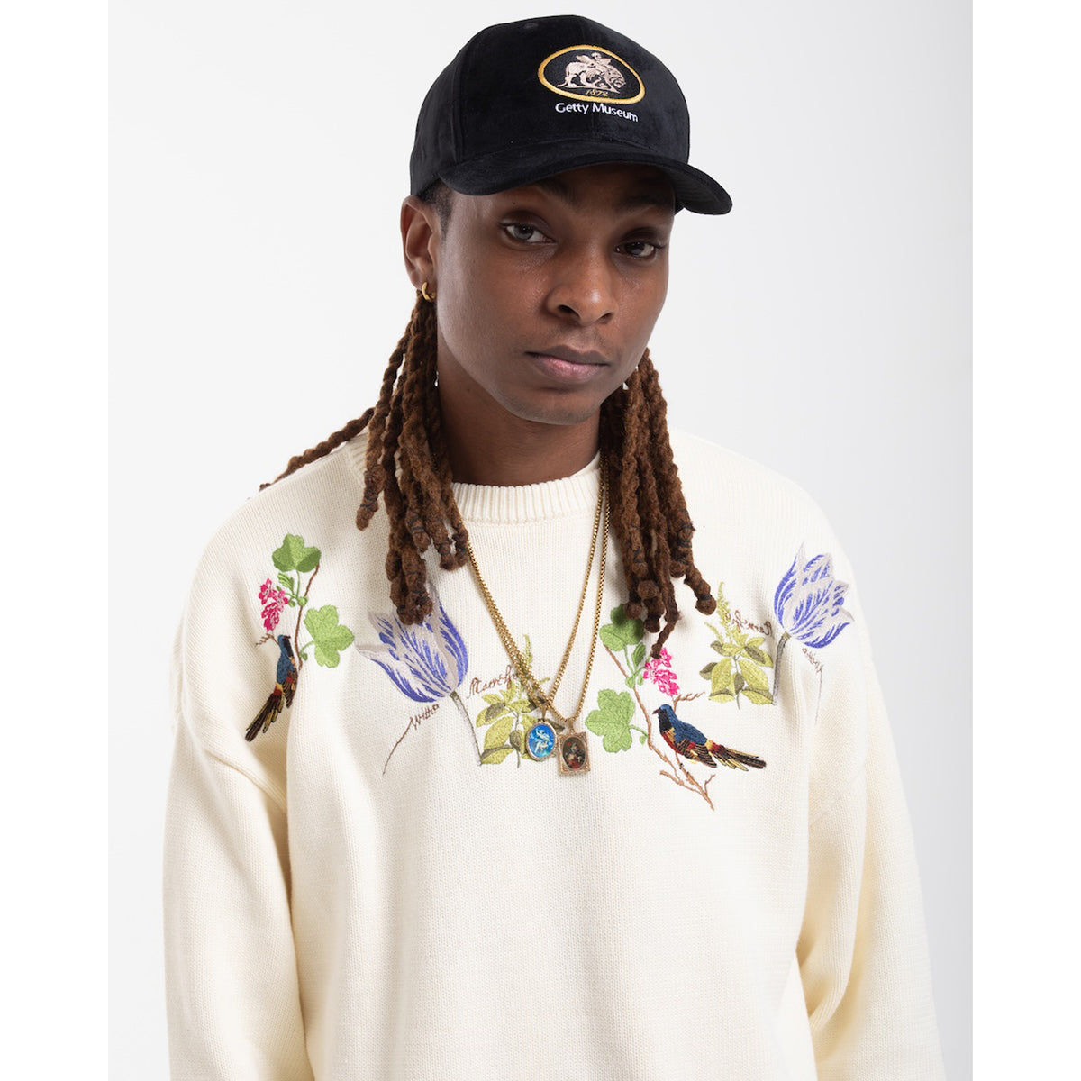 Witte Marvelje Knitted Embroidery Crewneck - Cream