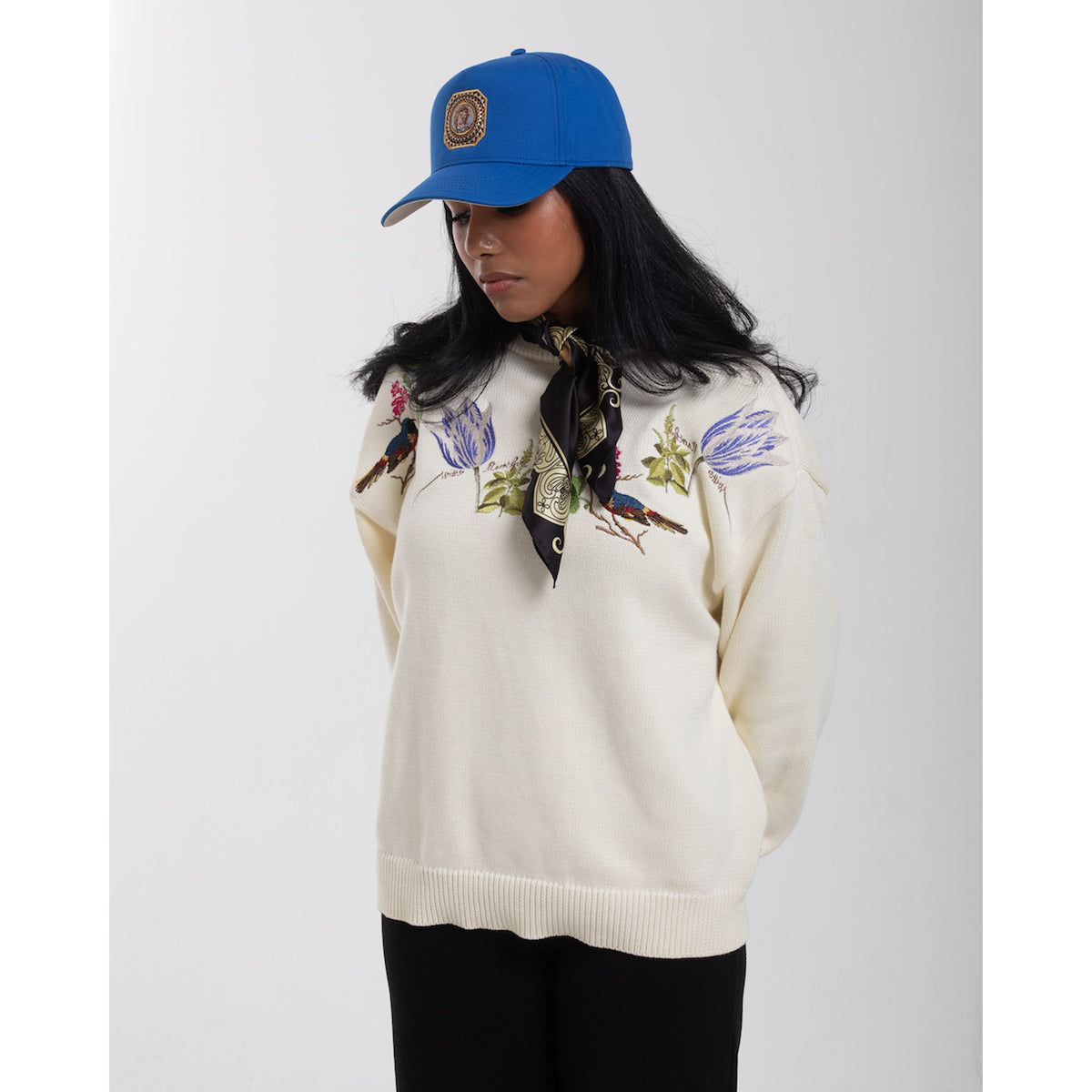 Witte Marvelje Knitted Embroidery Crewneck - Cream