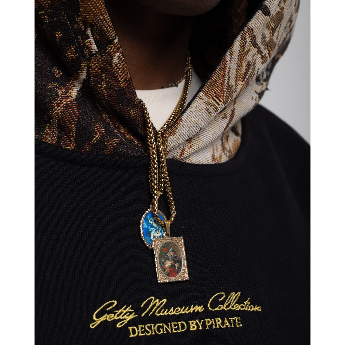 Psyche at the Basketmakers Jacquard Tapestry Hoodie - Black