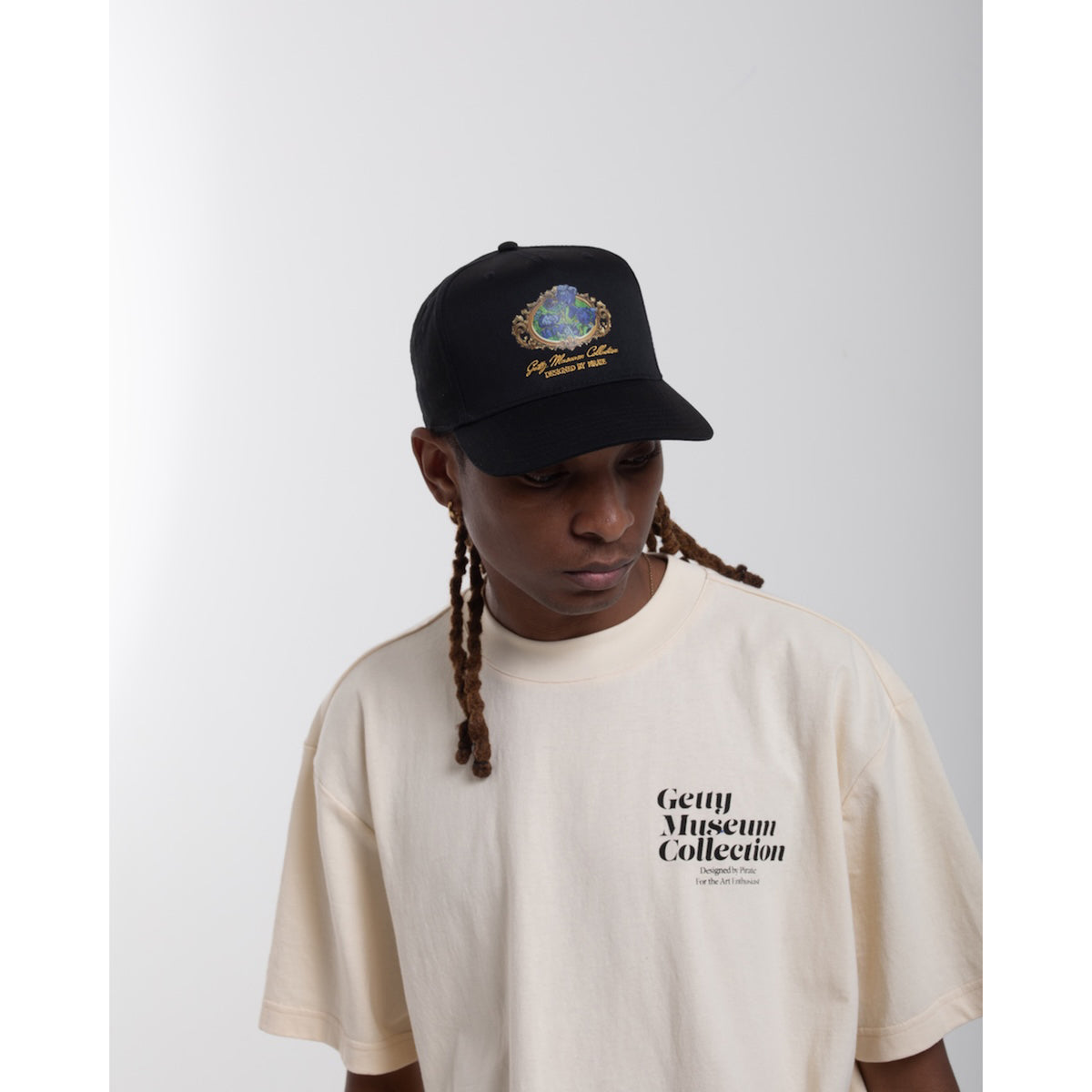 Van Gogh Irises 5 Panel Hat - Black