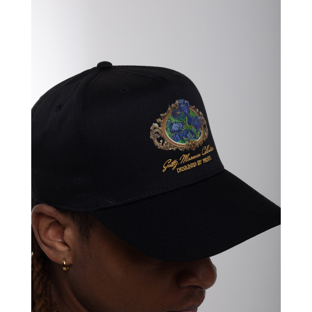 Van Gogh Irises 5 Panel Hat - Black