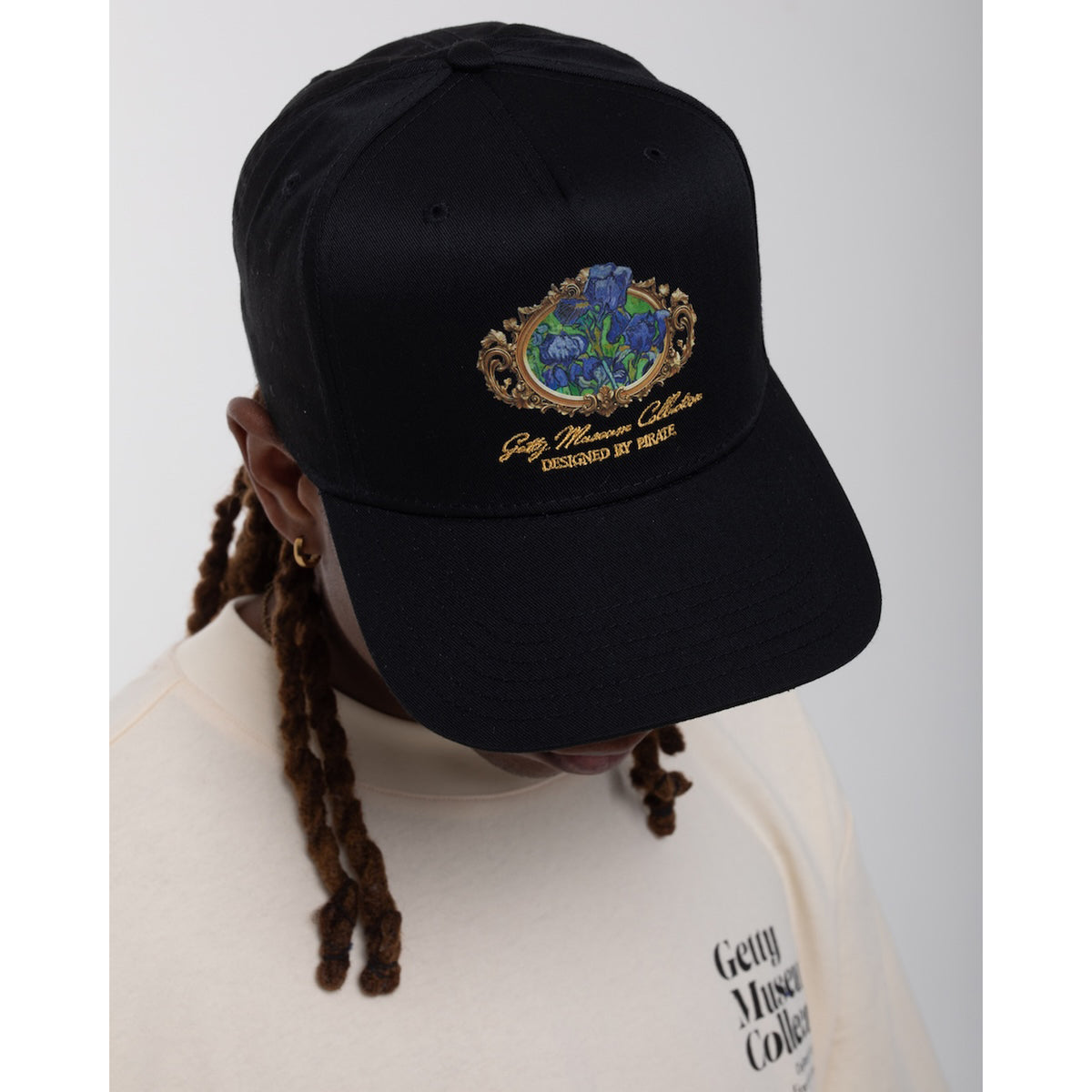 Van Gogh Irises 5 Panel Hat - Black