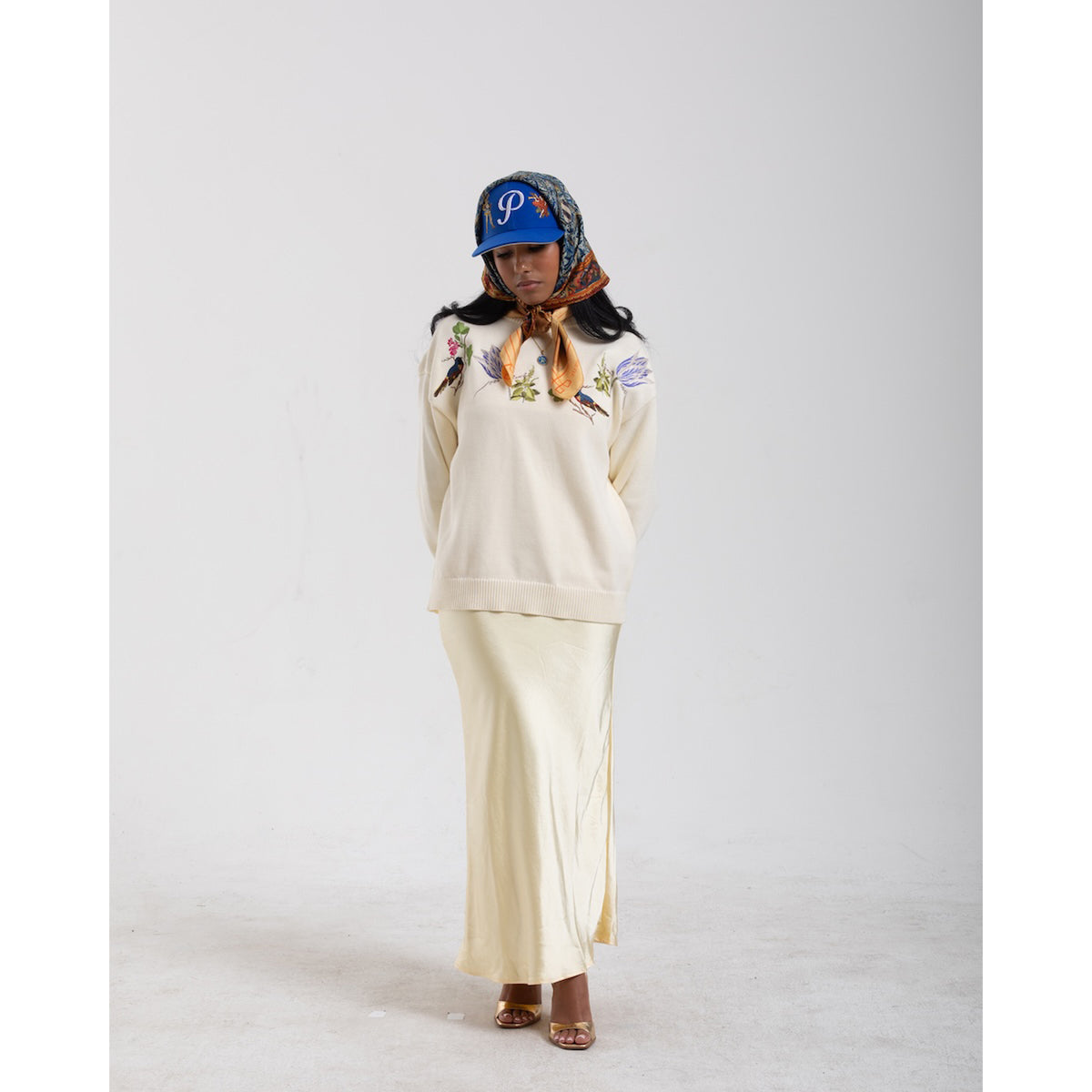 Witte Marvelje Knitted Embroidery Crewneck - Cream