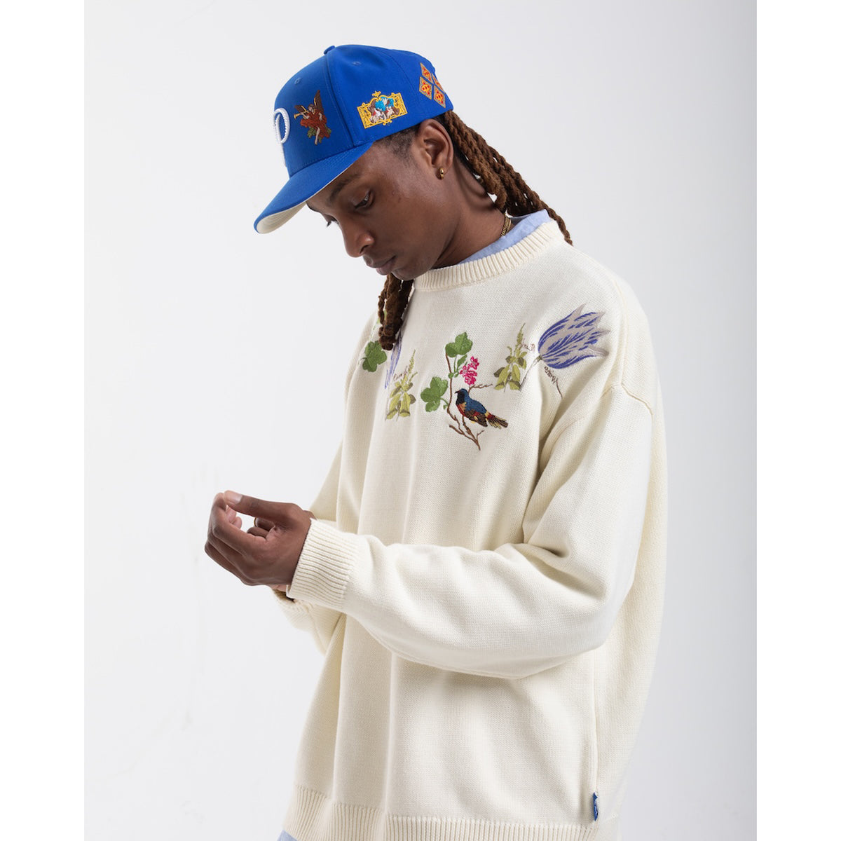 Witte Marvelje Knitted Embroidery Crewneck - Cream