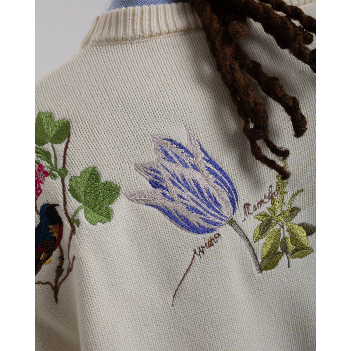 Witte Marvelje Knitted Embroidery Crewneck - Cream