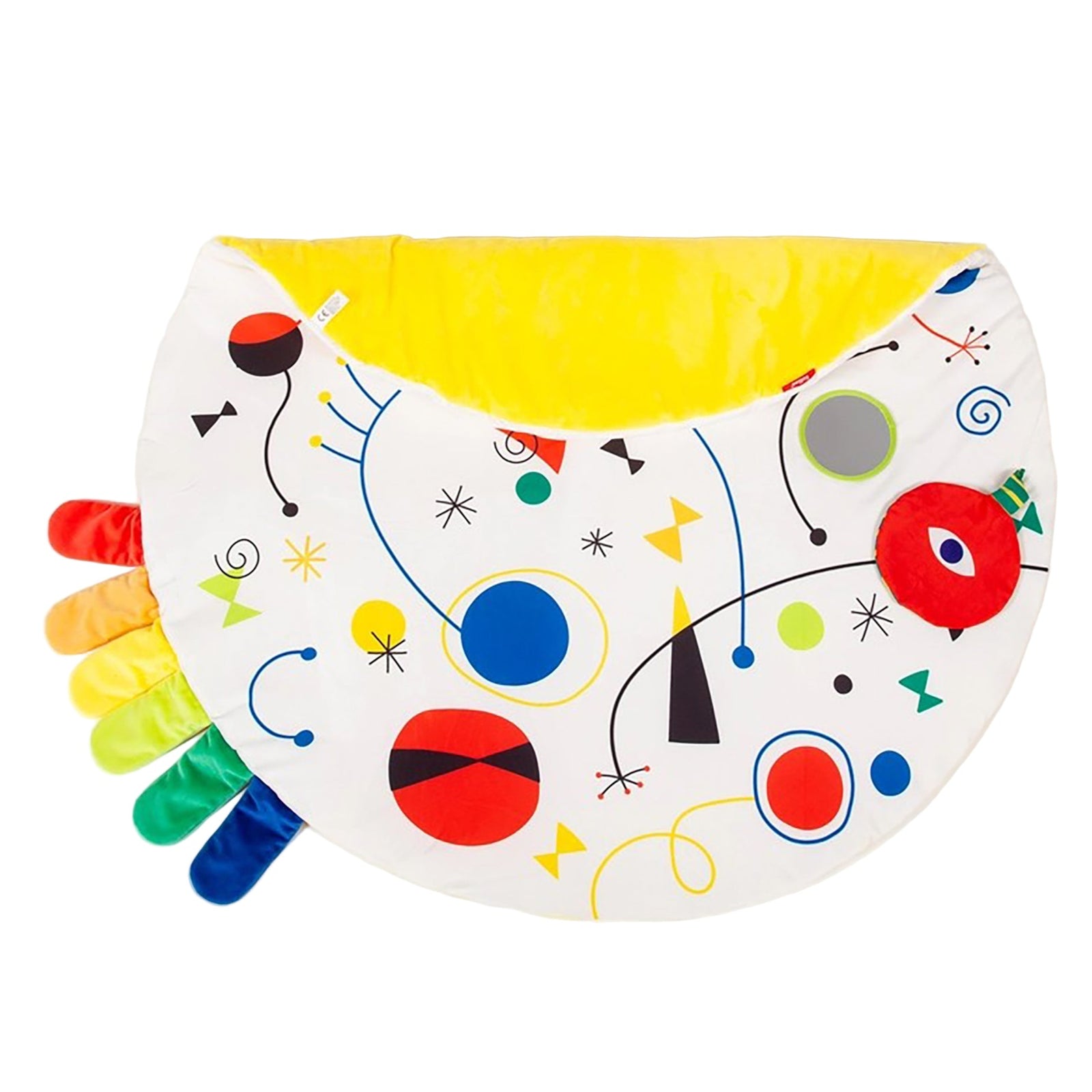 Colorful children's plate with abstract design on a white background