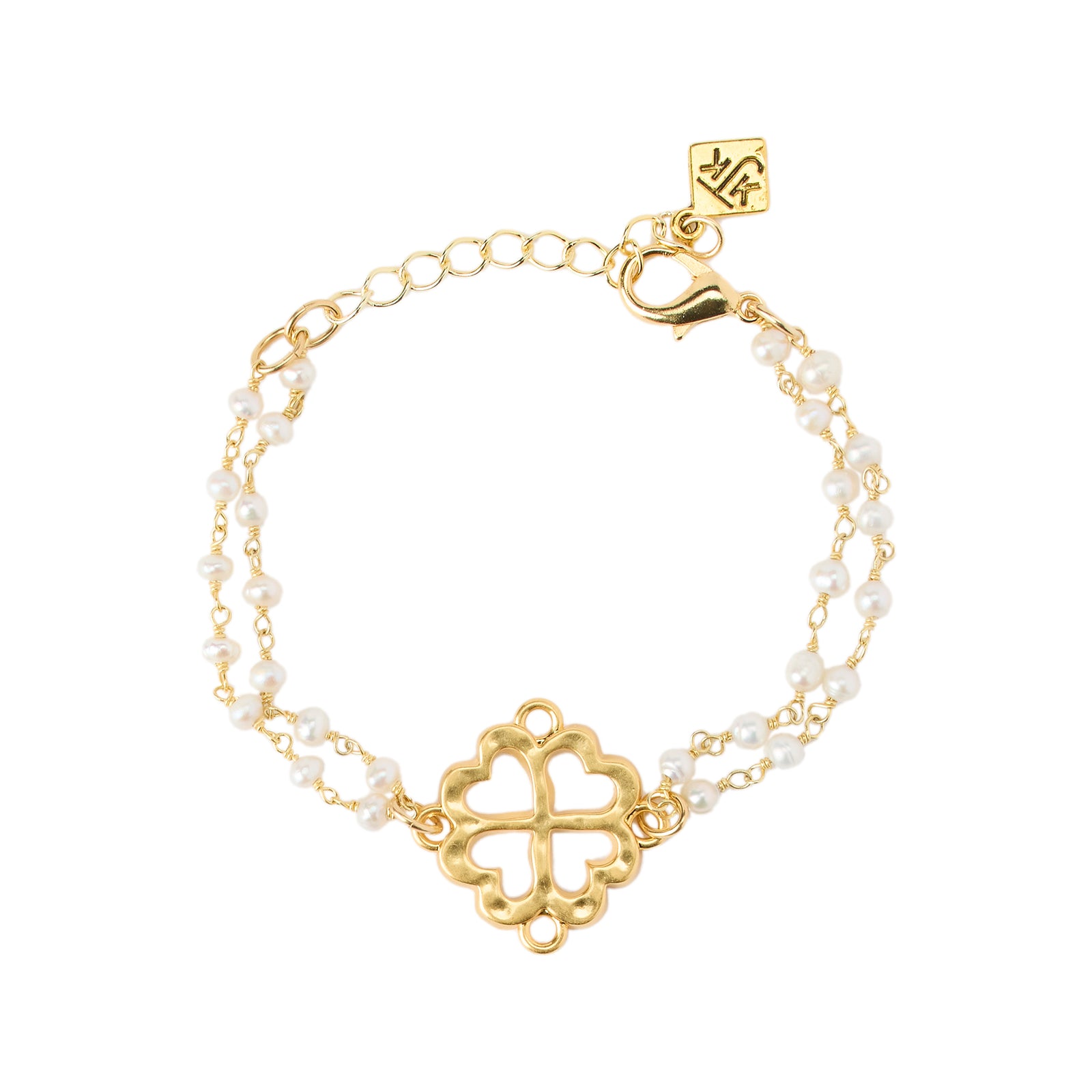 Pearl bracelet with gold pendant