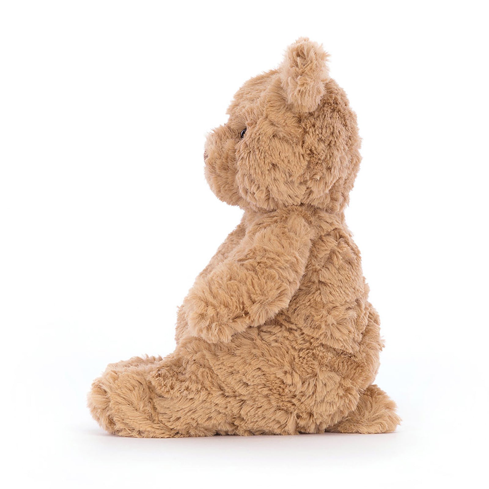 Brown teddy bear on a white background