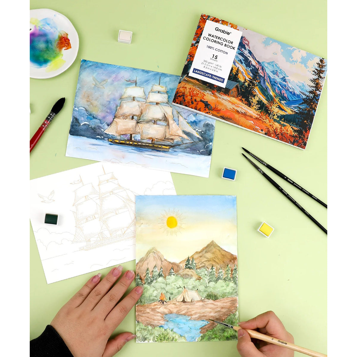 Watercolor Coloring Kit - Landscape