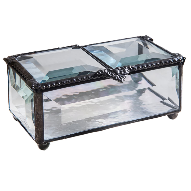 Decorative glass box with metal accents 
