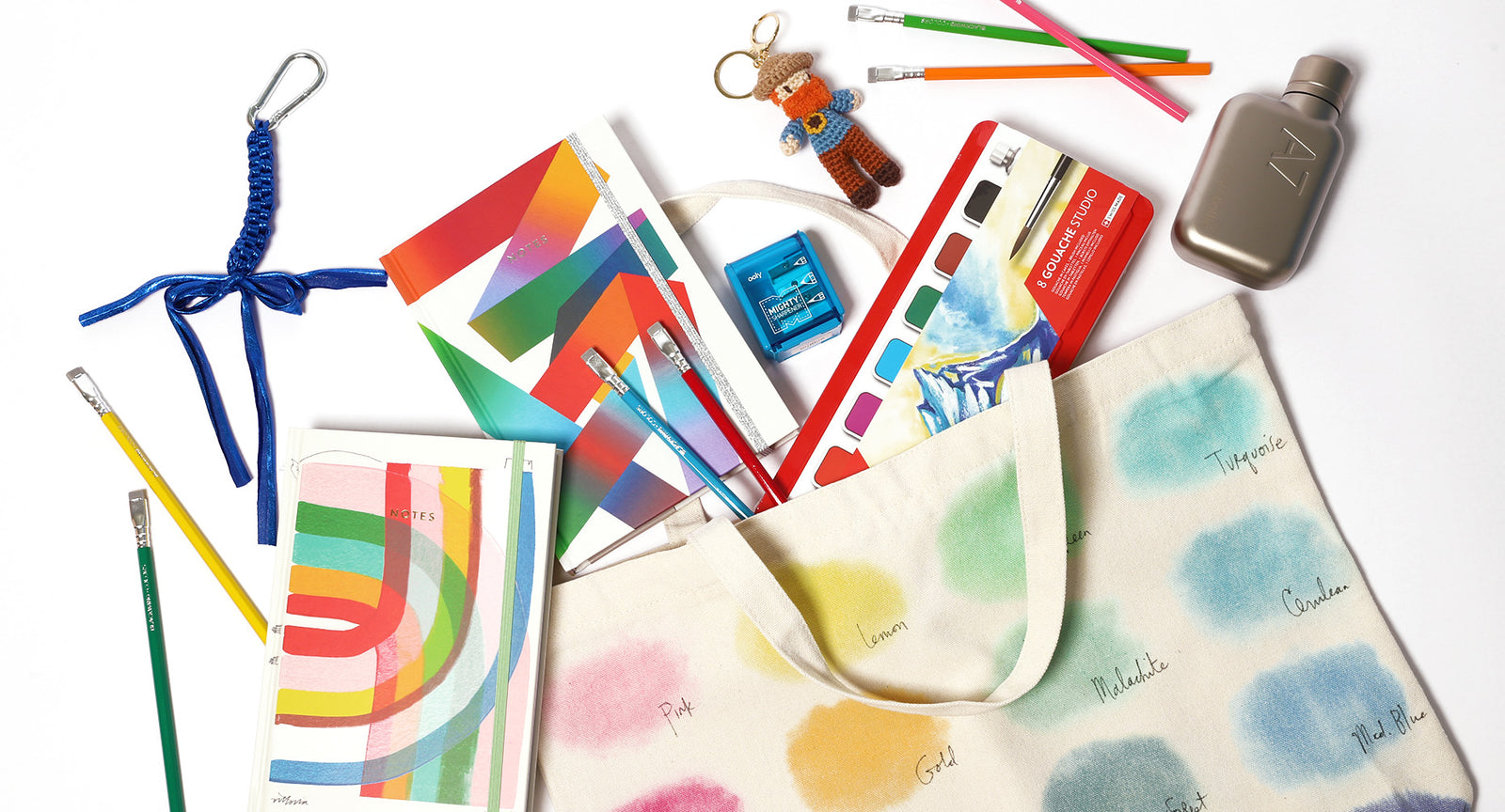 Assorted Back to School Items on a White Background