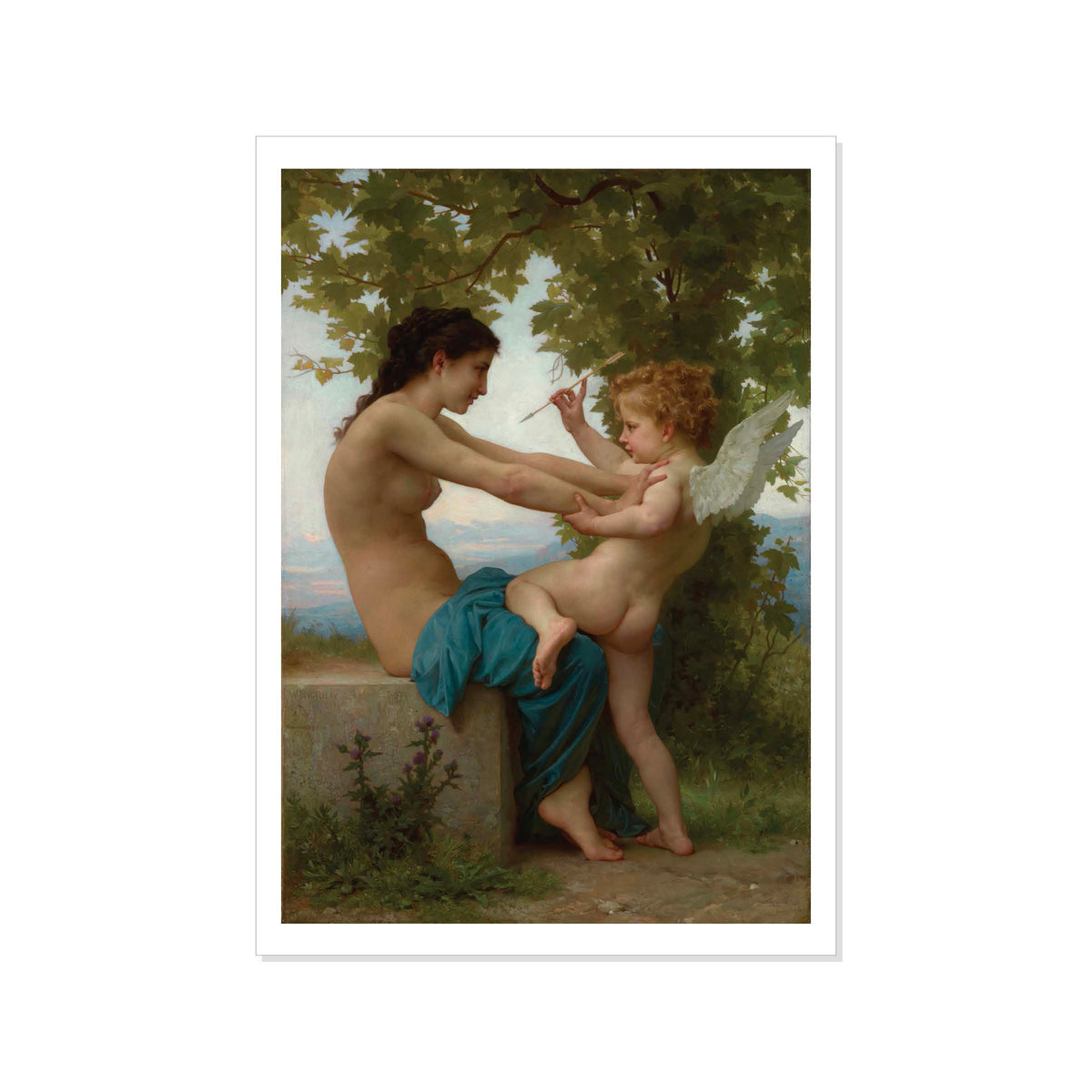 Bouguereau - A Young Girl Defending Herself Against Eros - Postcard