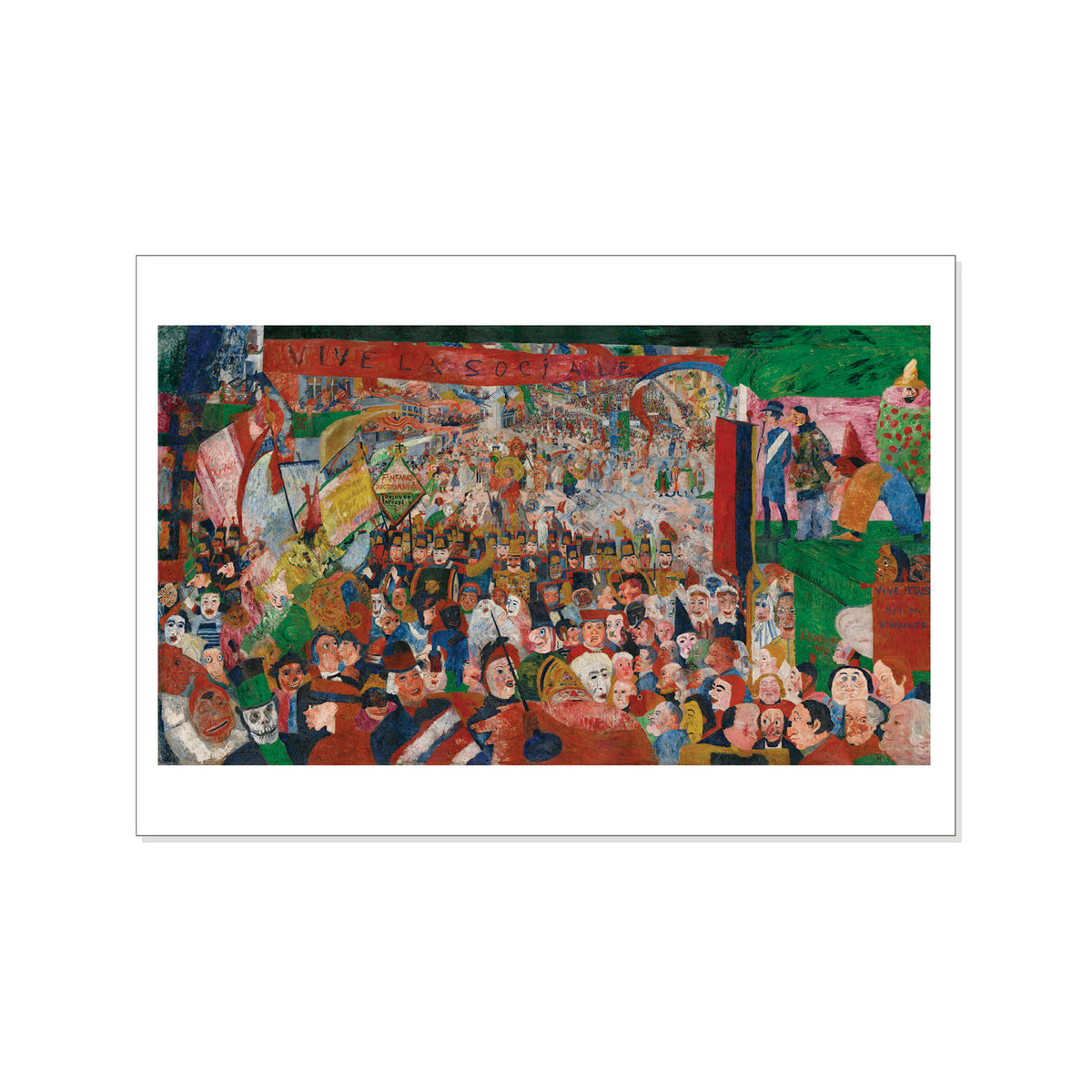 Colorful artwork depicting a lively scene with people and various elements on a white background