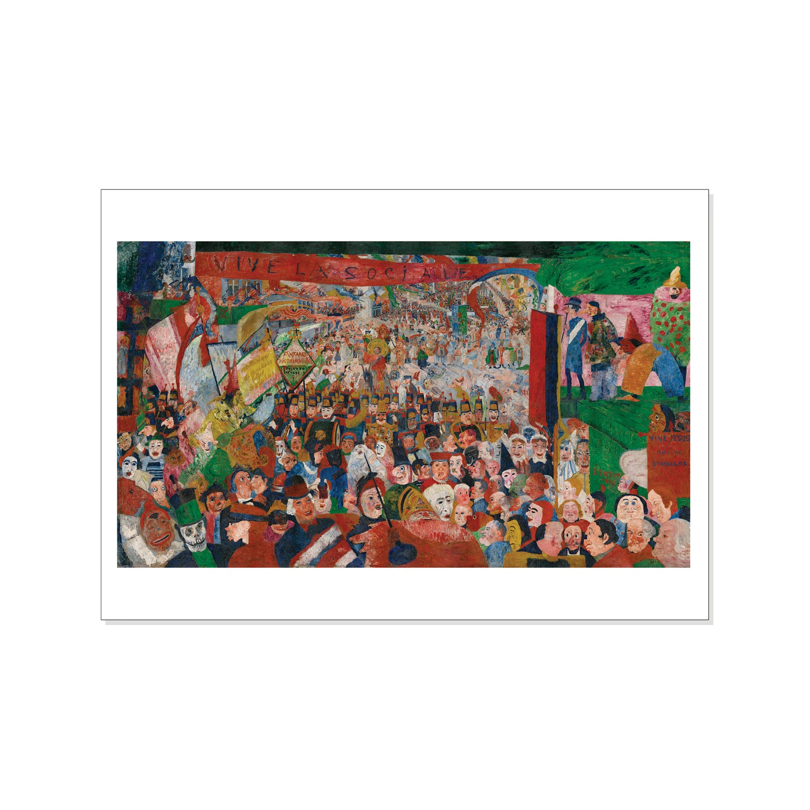 Colorful artwork depicting a lively scene with people and various elements on a white background