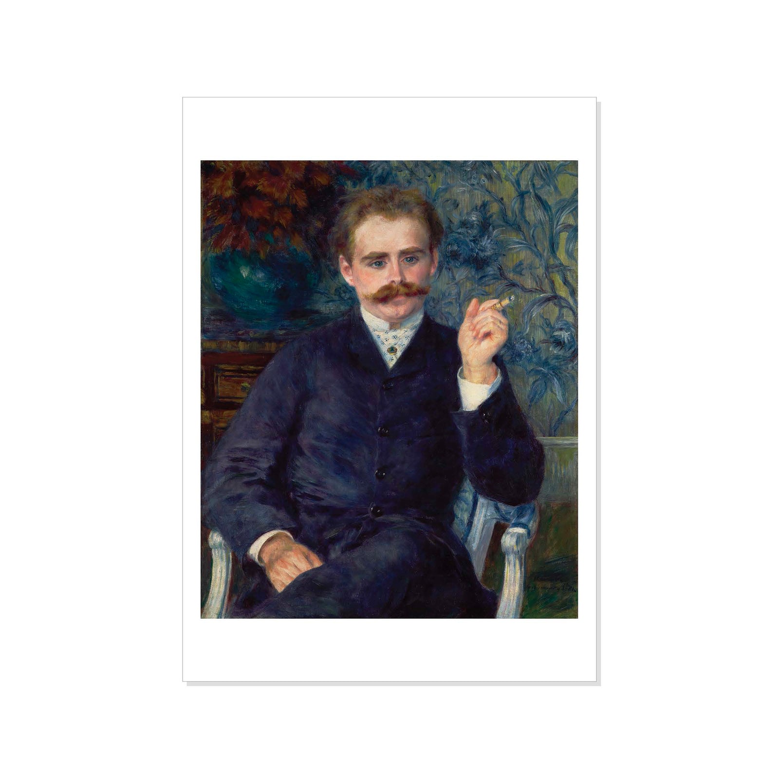 Postcard featuring a digital reproduction of Pierre-Auguste Renoir's painting 'Albert Cahen d'Anvers', depicting a man in a suit sitting in a chair.