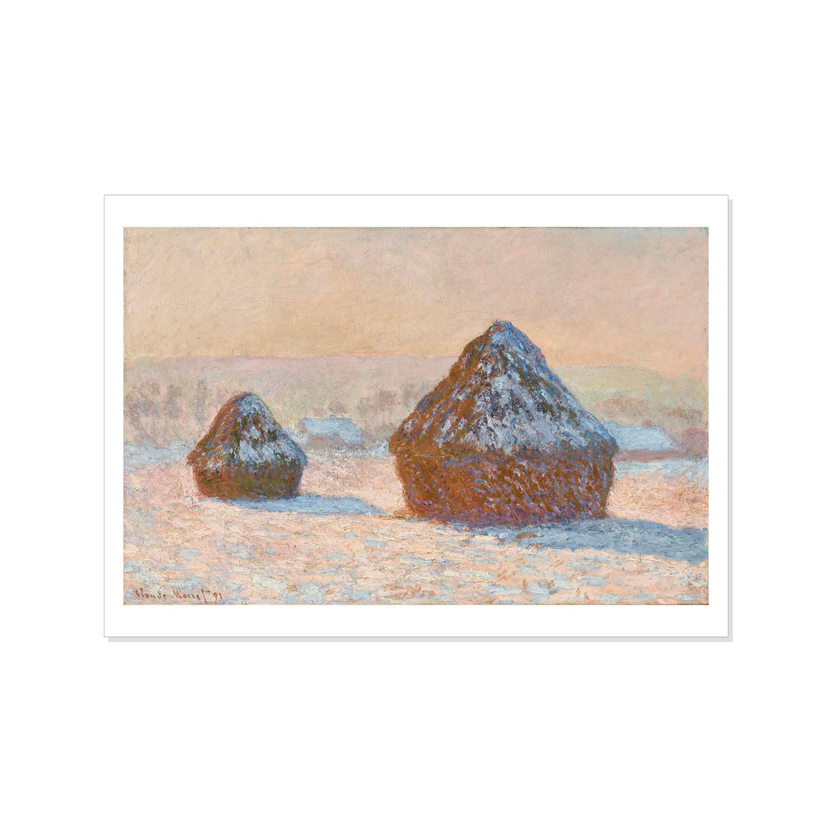 Monet - Wheatstacks, Snow Effect, Morning - Postcard